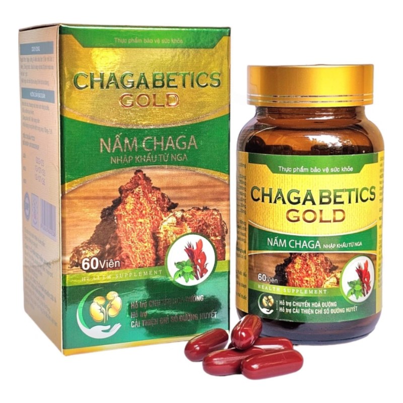 Hộp ChagaBetics Gold — nấm Chaga 60 viên